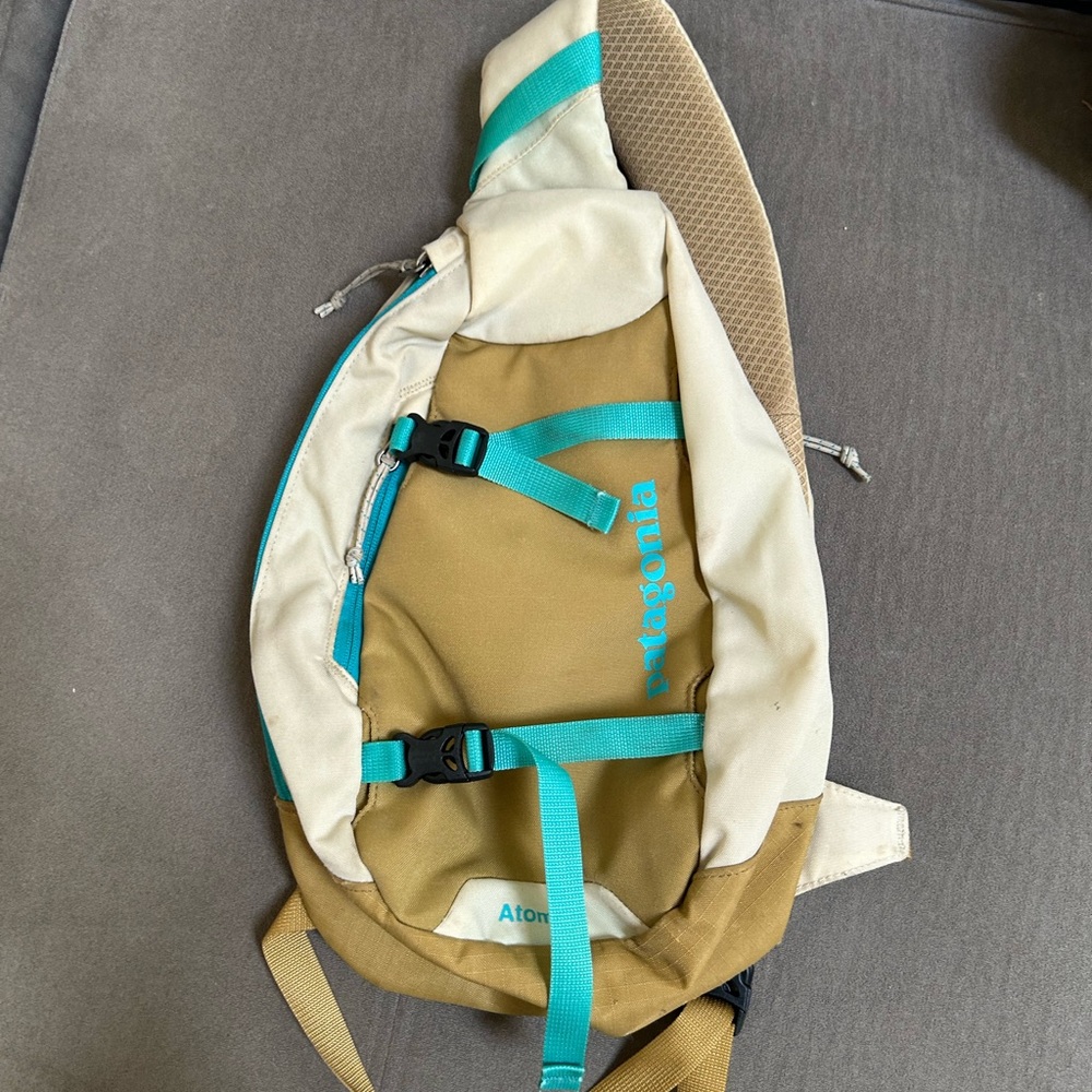 Patagonia Tan and Blue Crossbody Bag for Casual Outings